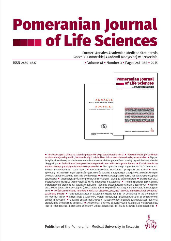 					View Vol. 61 No. 3 (2015): POMERANIAN JOURNAL OF LIFE SCIENCES
				
