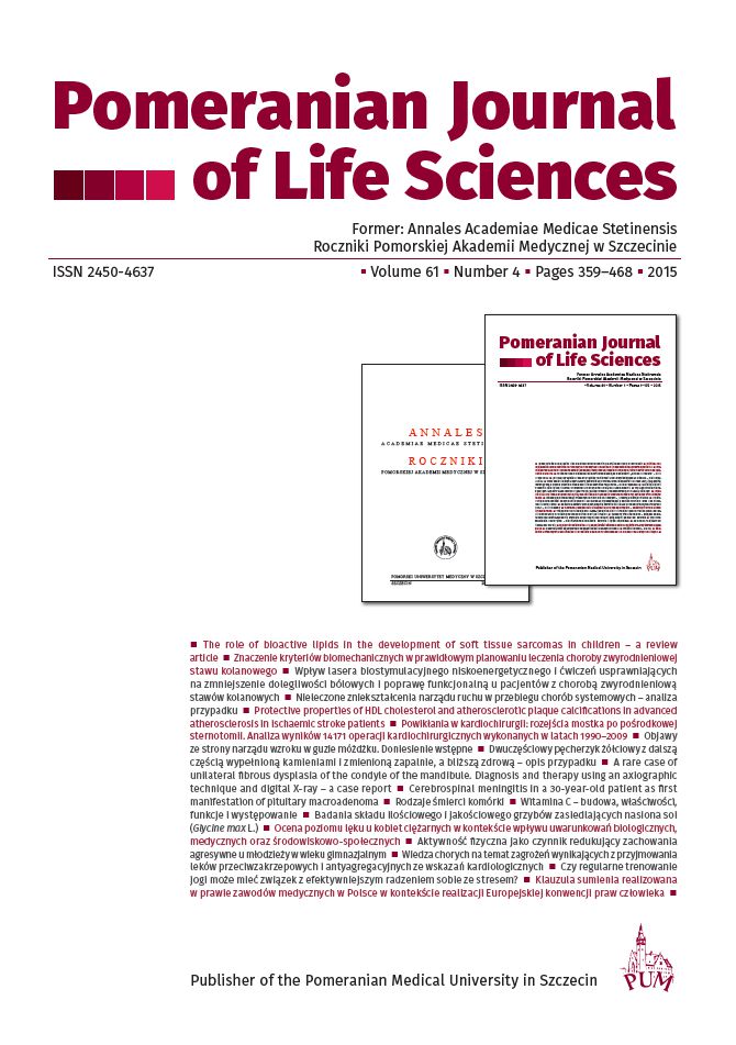 					View Vol. 61 No. 4 (2015): POMERANIAN JOURNAL OF LIFE SCIENCES
				