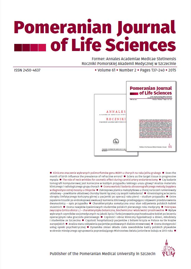 					View Vol. 61 No. 2 (2015): POMERANIAN JOURNAL OF LIFE SCIENCES
				
